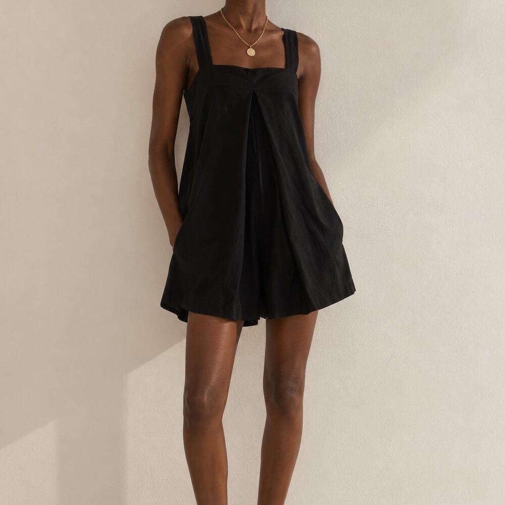 Free People FP Beach Black Romper Large Sleeveless One Piece Nichola Minimalist